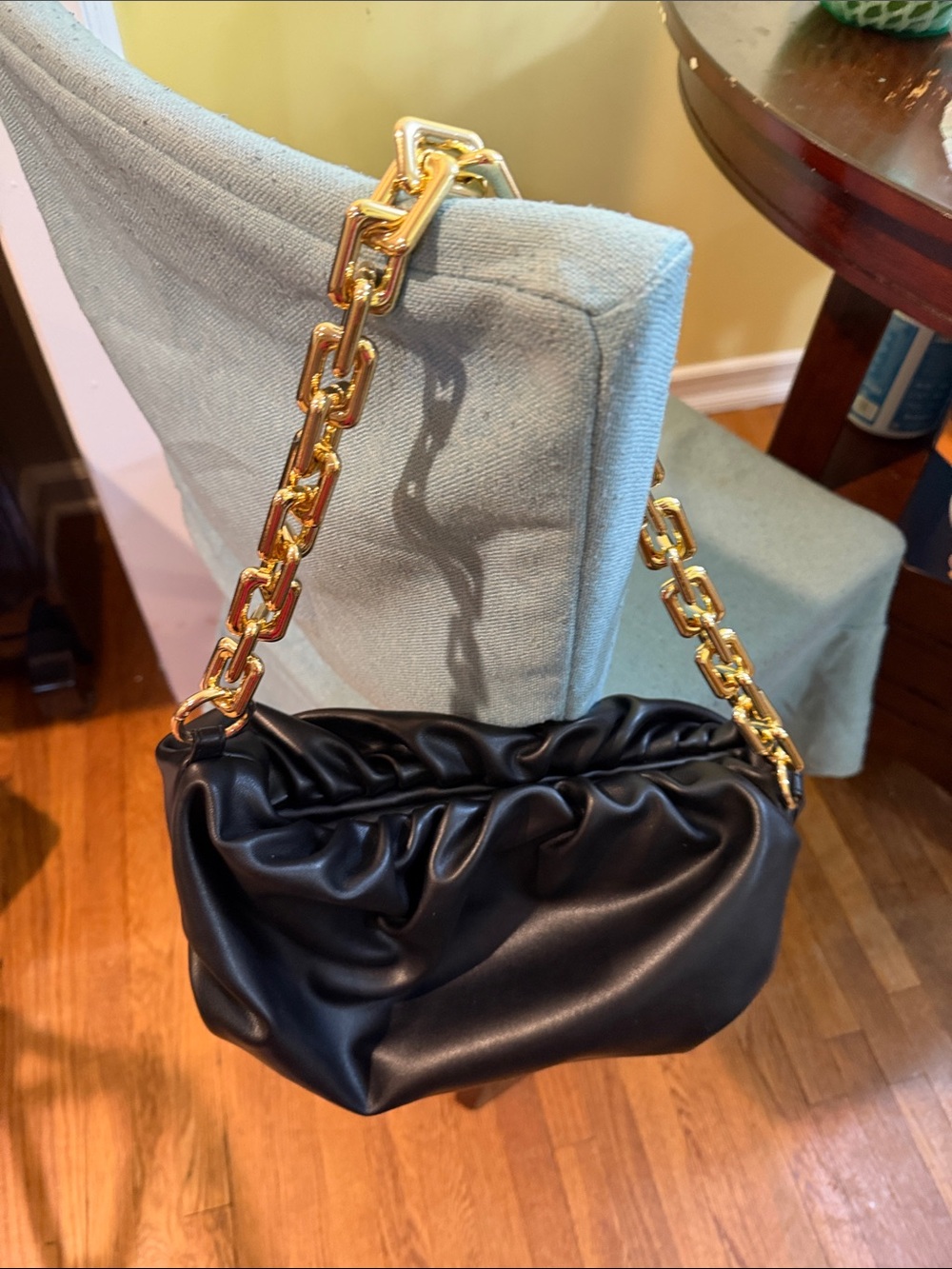 Cape Robbin Black Clutch with Gold Chain